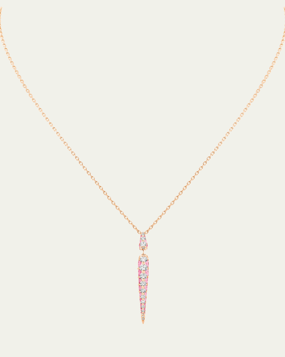 Merveilles Rose Icicle Pink Sapphire and Diamond Pendant in 18K Rose Gold